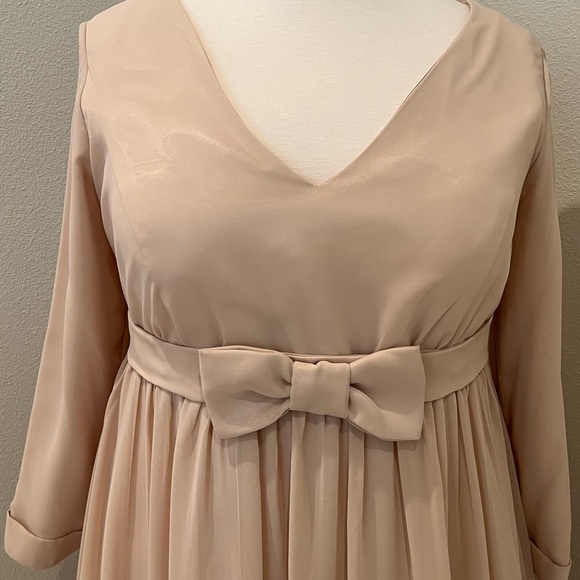 Custom formal long gown dress with train size 16 18 1X 2X Plus Size nude - Picture 2 of 11